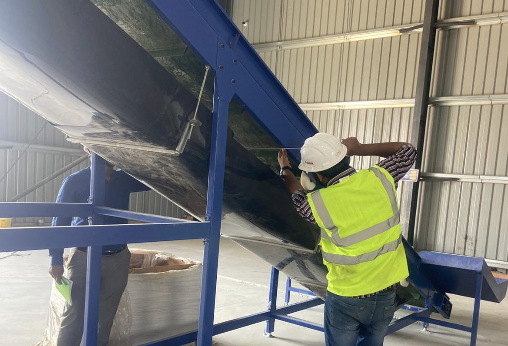 Fabricators visited the site to check the dimensions for conveyor tray work